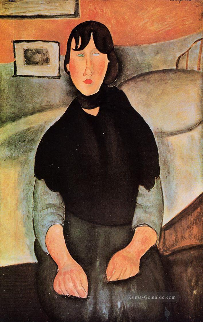 dunkel jung von einem Bett saß Frau 1918 Amedeo Modigliani Ölgemälde